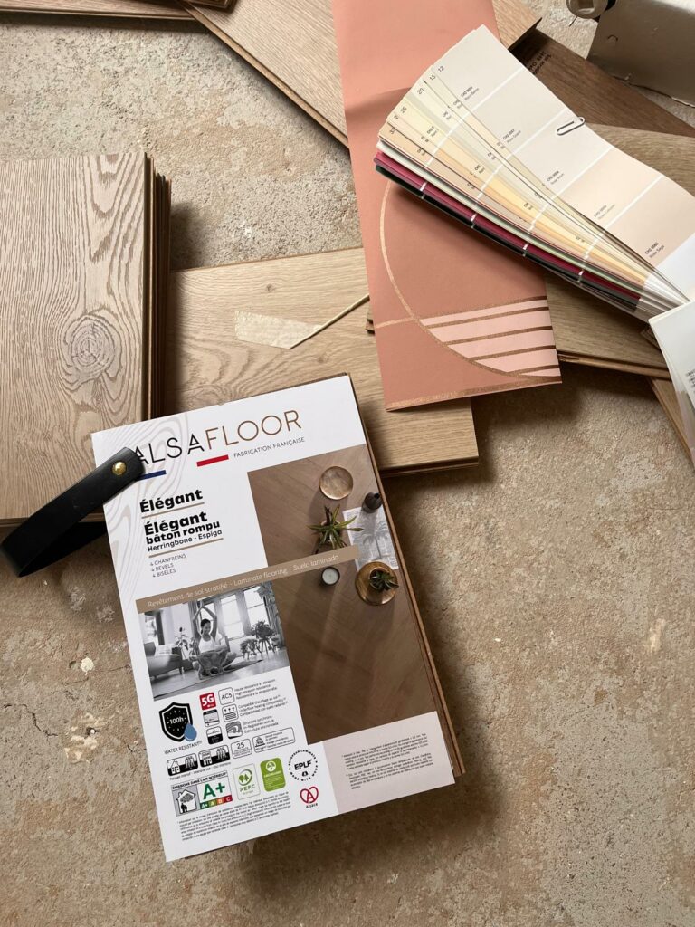 Choix matériaux, textures et couleurs projet déco Sophie Jelger