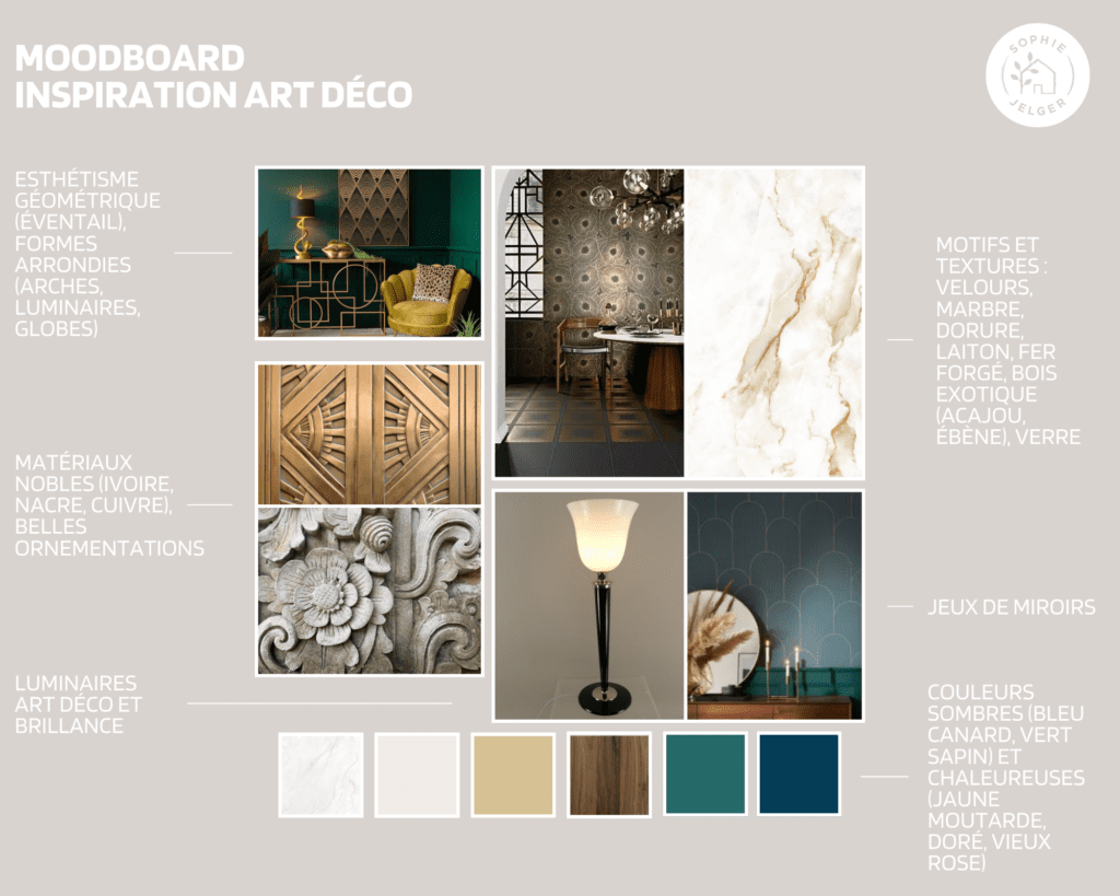 Planche inspiration moodboard Art déco Sophie Jelger